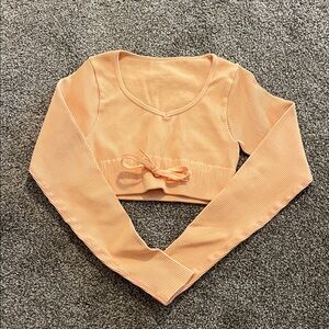 Peach Long Sleeve Crop Top